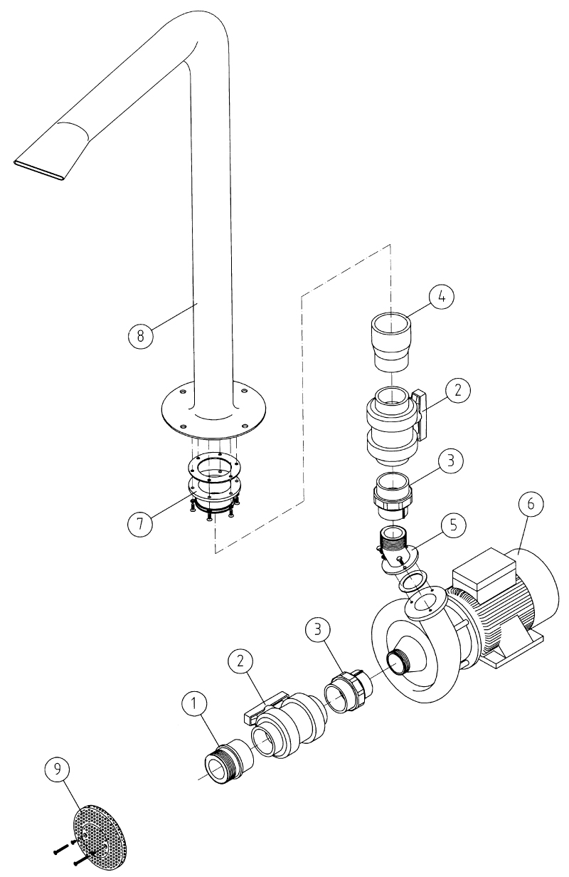 Схема Насосный комплект для водяной пушки с плоским соплом Art. 8742020